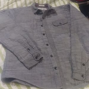 grey button up shirt m long sleeve